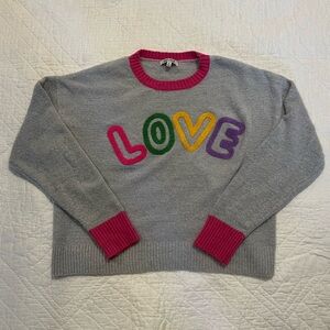 Gray Sweater with Colorful 'LOVE' Design